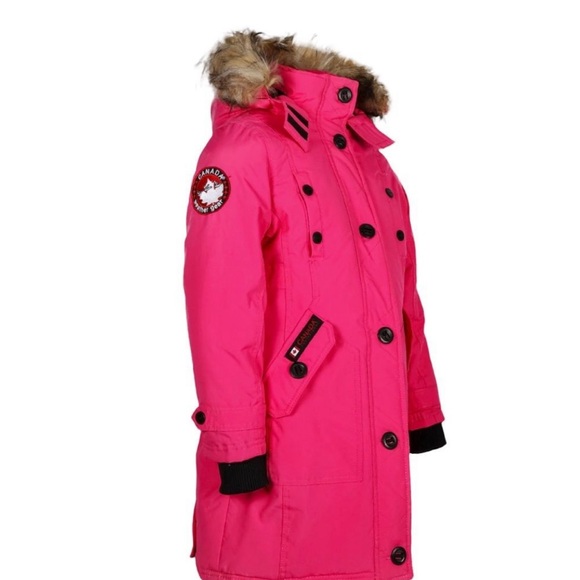 Canada Weather Gear girls faux fur waterproof parka fuchsia 5/6 - Picture 3 of 10